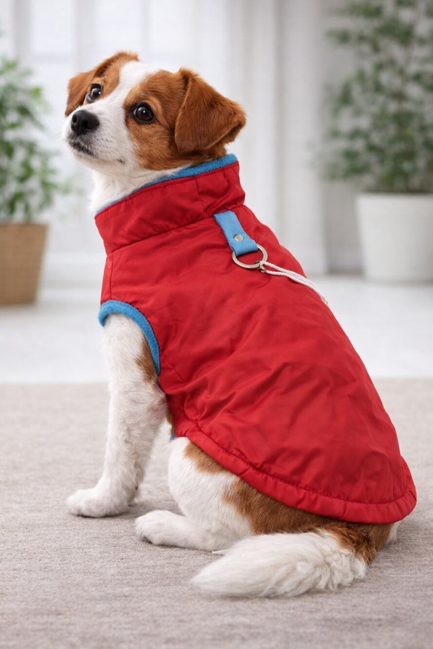 Gooby XL Sport Vest Dog Coat Red Blue Fleece Lined Jacket Built In D Ring Winter